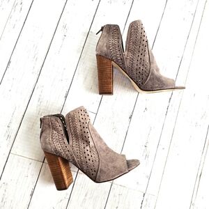 Women's Taupe Peep-Toe Ankle Boots